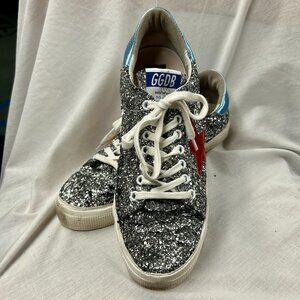 Golden Goose May silver glitter sneakers, size EU 41